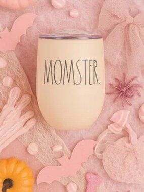Rae Dunn “MOMSTER” Halloween Cream Stainless Steel Tumbler NWT